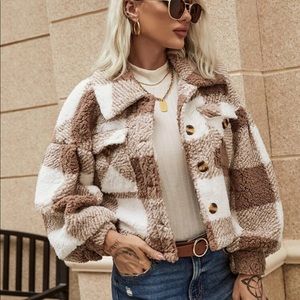 Brand New Plaid Teddy Jacket